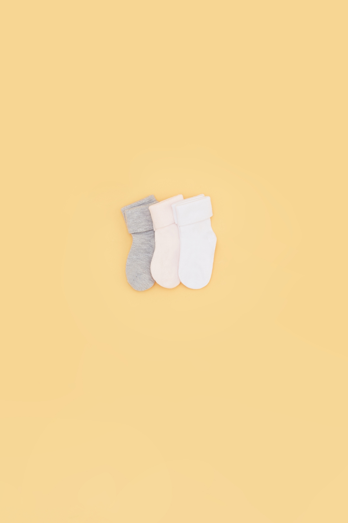 Kız Bebek Beyaz Pembe Gri Çorap