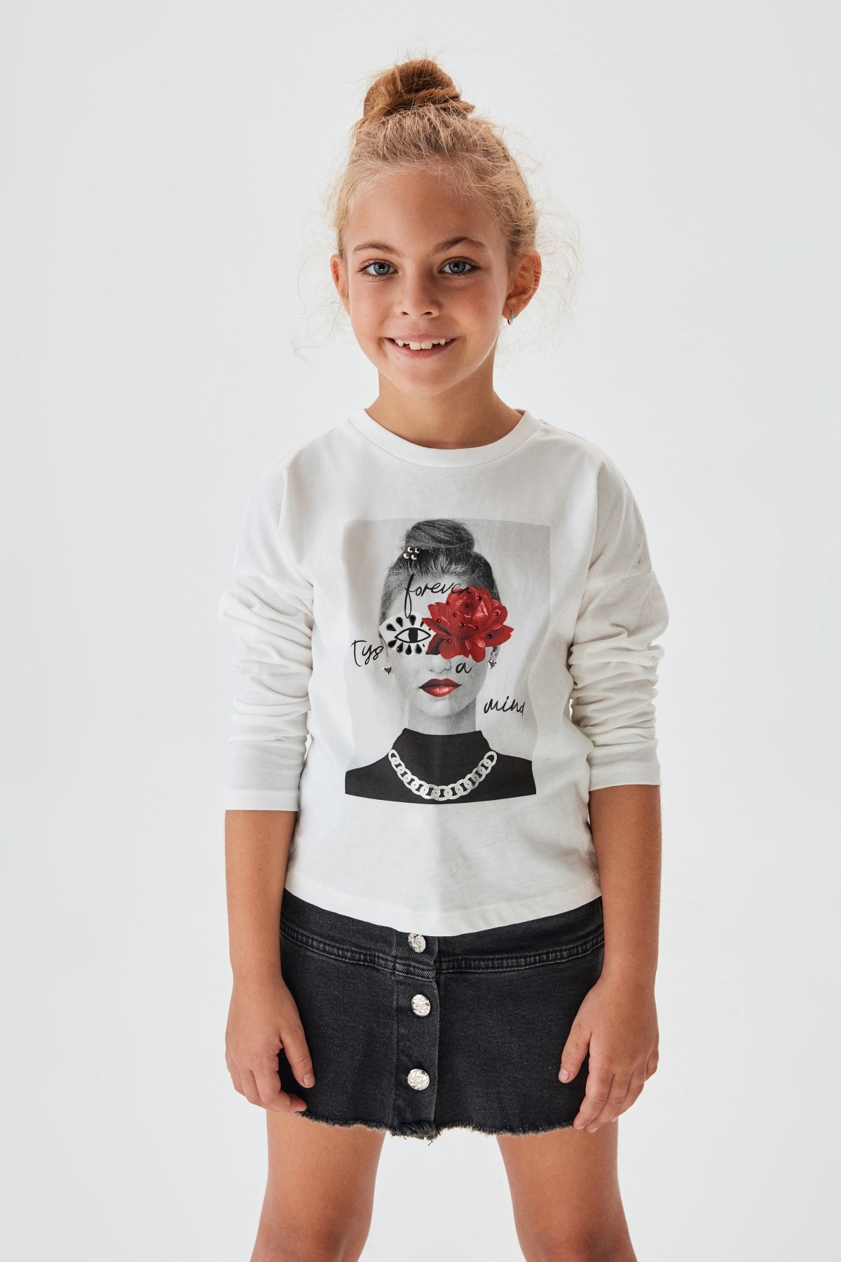 Kız Çocuk Ekru T-Shirt