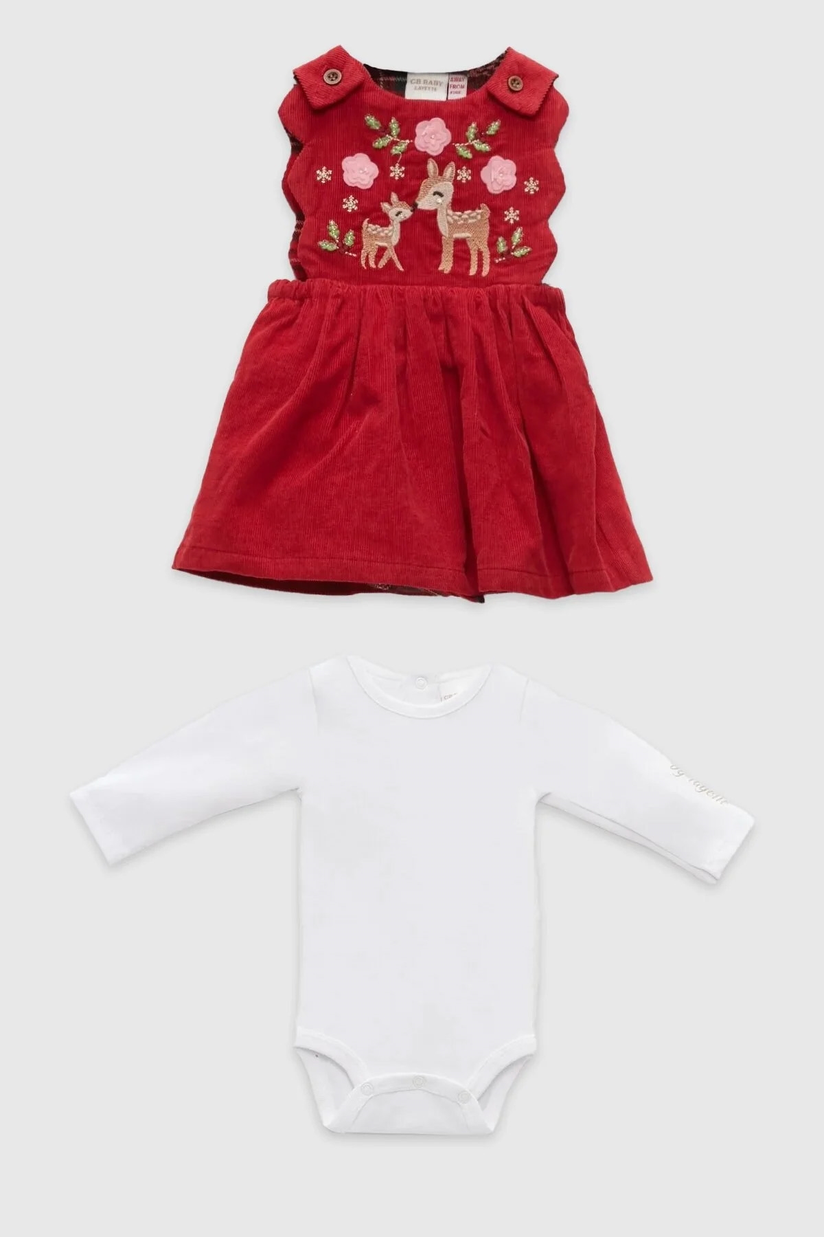 Kız Bebek Kırmızı 2li Elbise Takımı