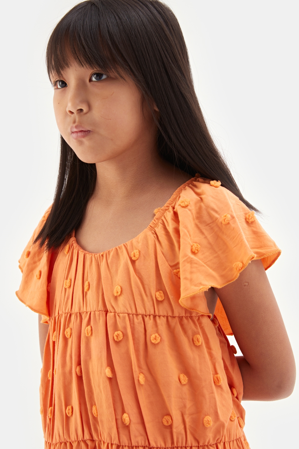 Kız Çocuk Oranj Elbise