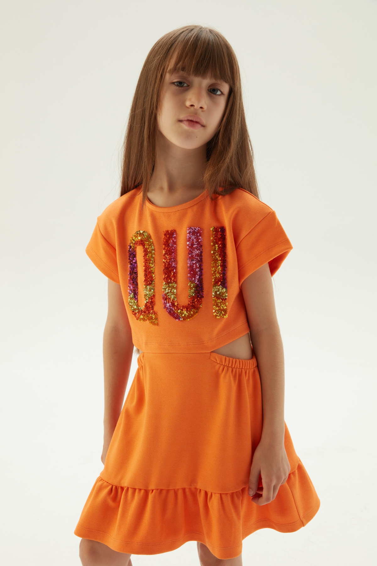 Kız Çocuk Oranj Elbise