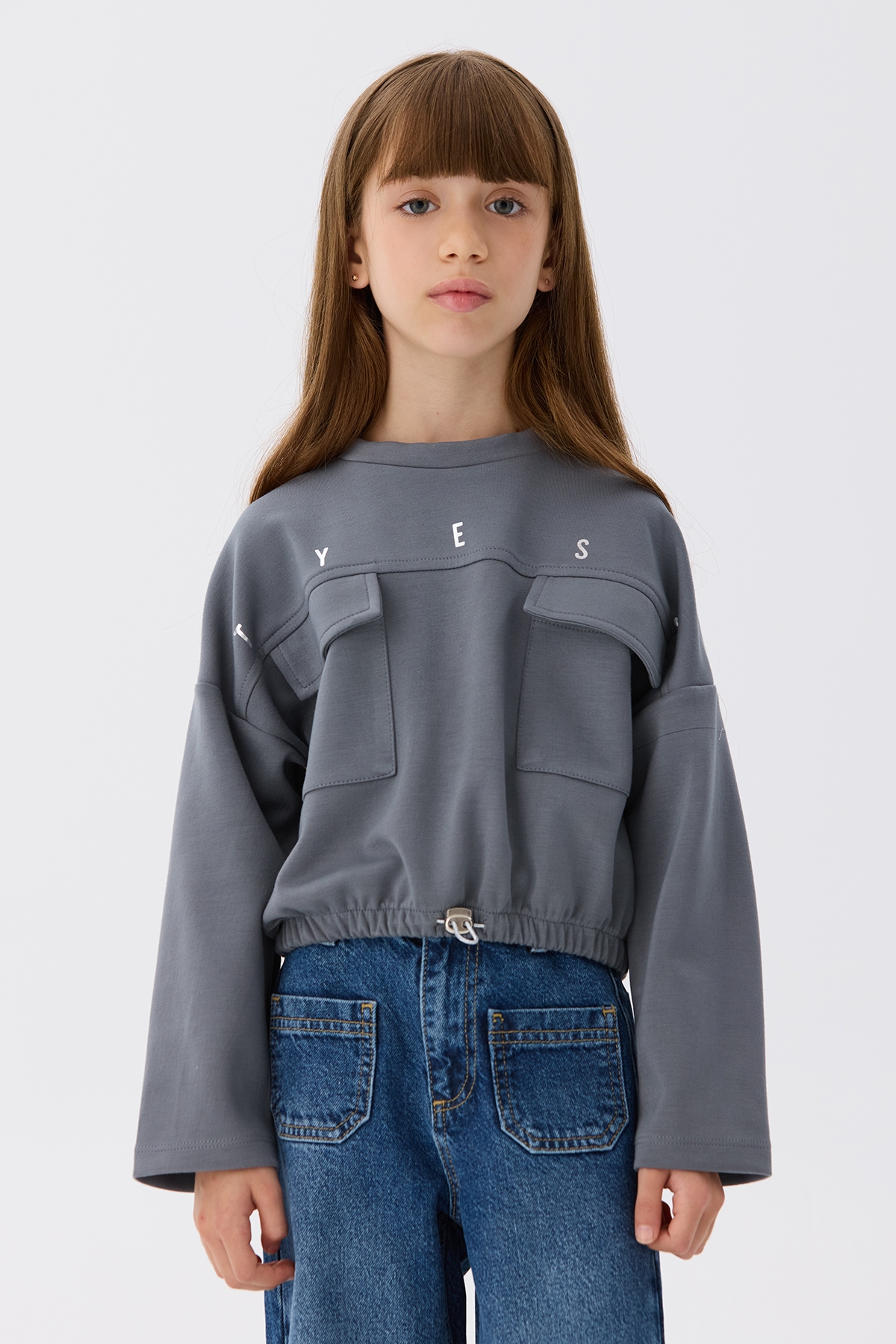 Kız Çocuk Gri Sweatshirt