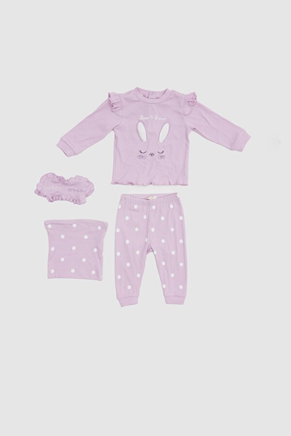 Resim Kız Bebek Lila Pijama Takımı