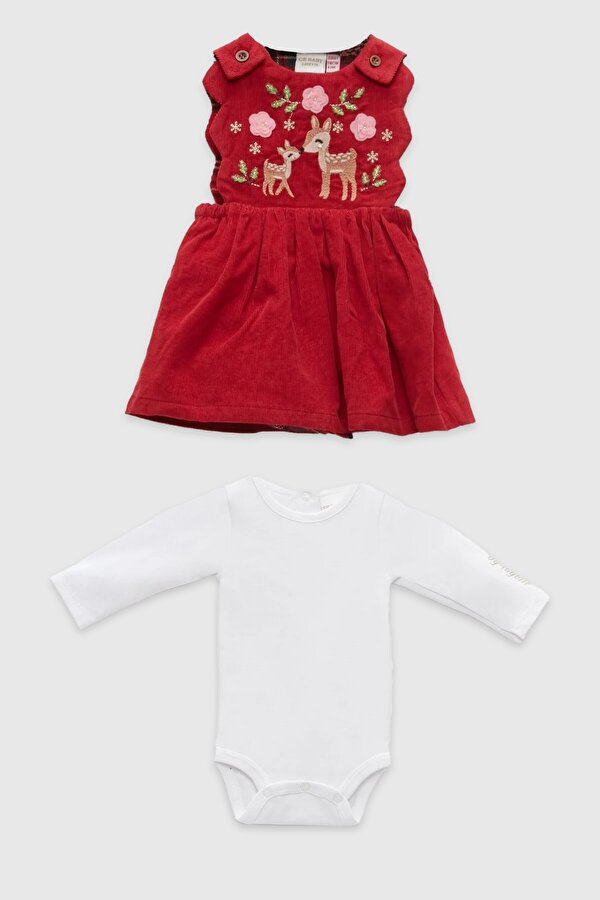 Resim Kız Bebek Kırmızı Elbise Takım