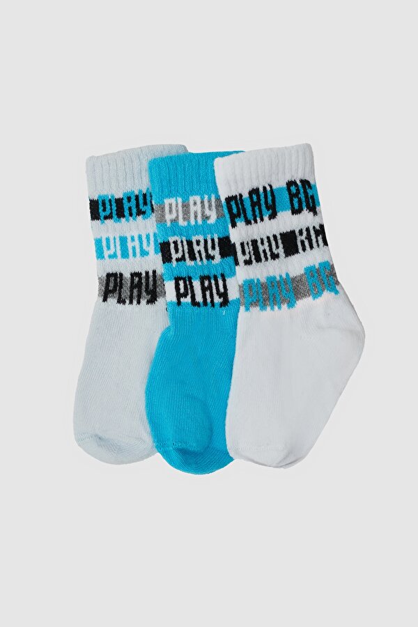 Resim Erkek Bebek Renkli 3lü Çorap