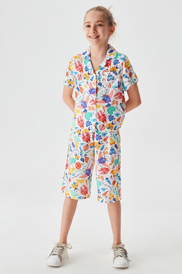 Resim Kız Çocuk Desenli Pijama Takım 