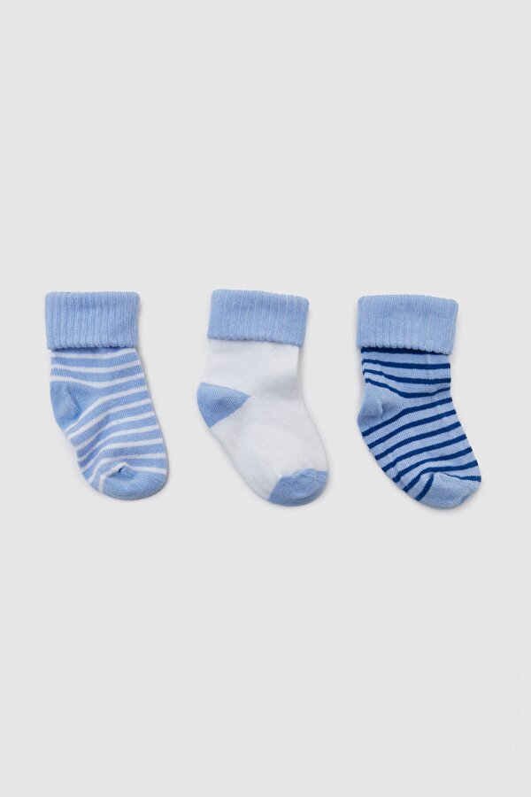 Resim Erkek Bebek Mavi 3lü Çorap Seti