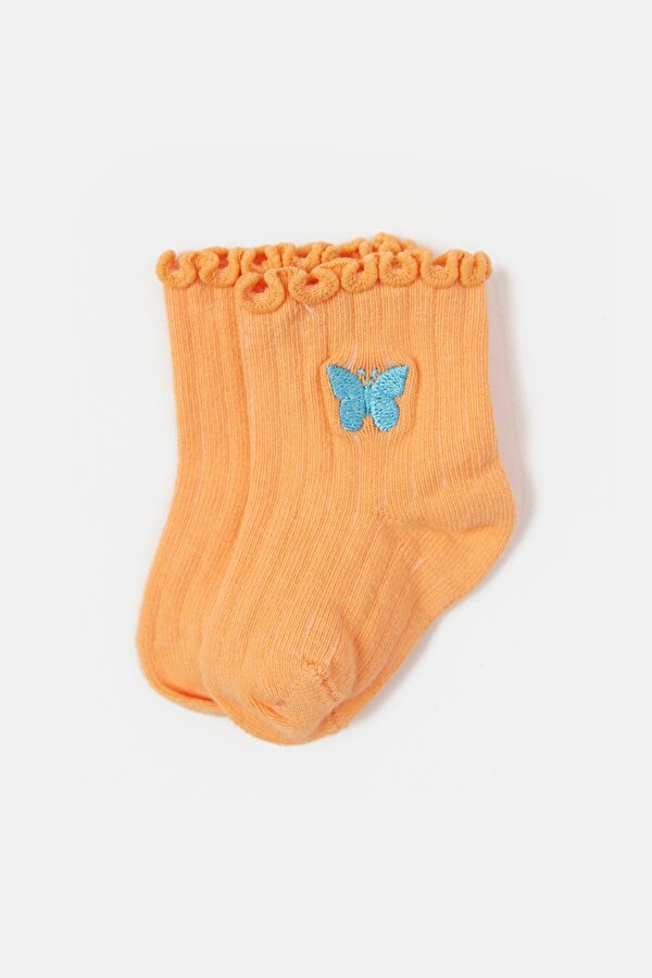 Resim Kız Bebek Oranj Çorap 