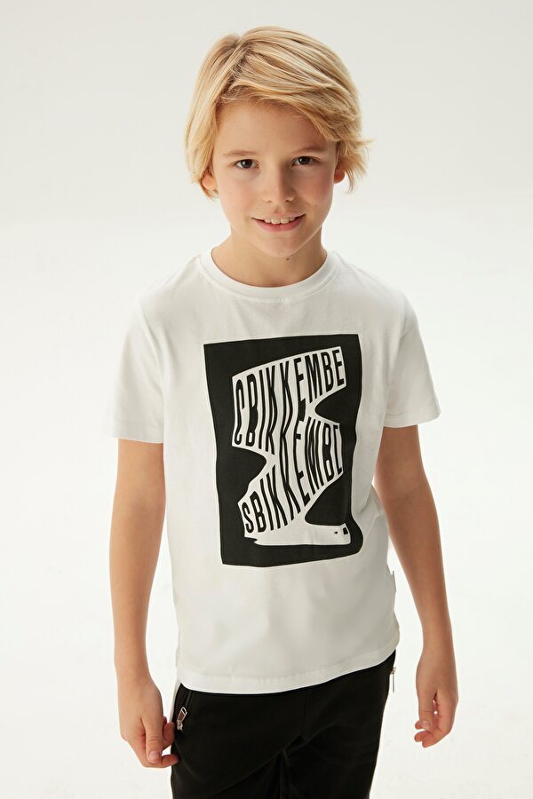 Resim Erkek Çocuk Beyaz T-Shirt 